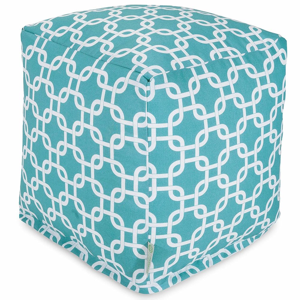 Majestic Home Goods Cube Pouf Links Teal