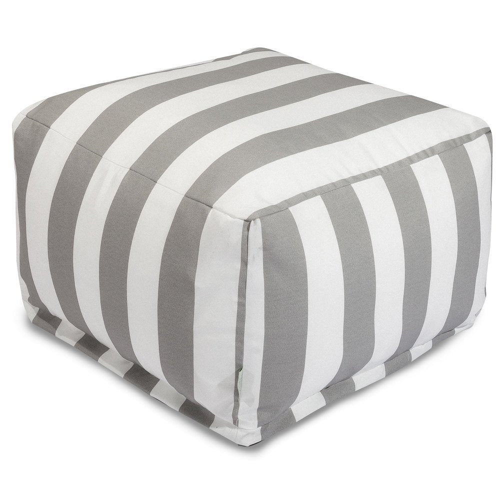 Majestic Home Goods Ottoman Pouf Vertical Stripe Gray