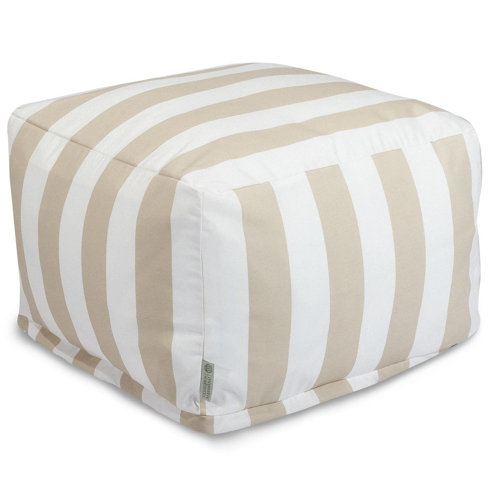 Majestic Home Goods Ottoman Pouf Vertical Stripe Sand