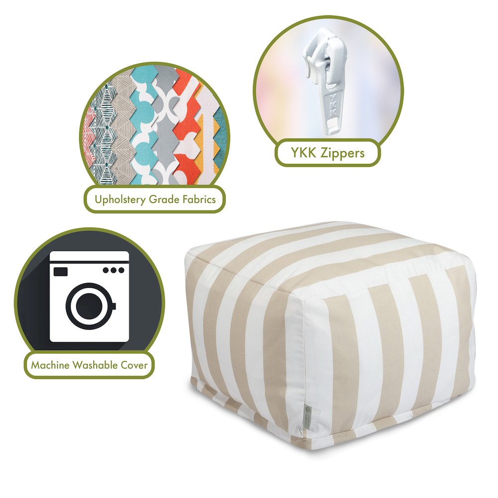 Majestic Home Goods Ottoman Pouf Vertical Stripe Sand