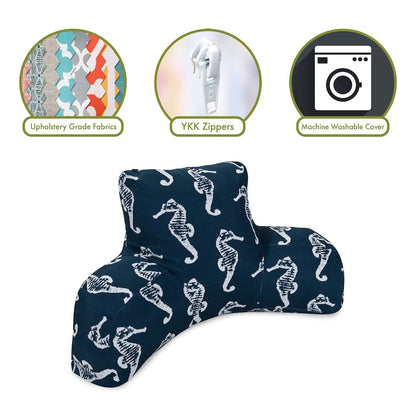 Majestic Home Goods Reading Pillow Sea Horse Navy