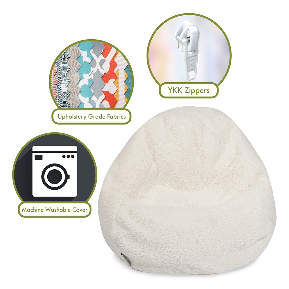 Majestic Home Goods Small Bean Bag Sherpa Cream