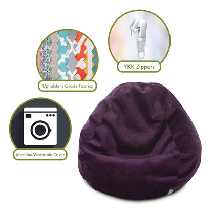 Majestic Home Goods Small Bean Bag Villa Aubergine