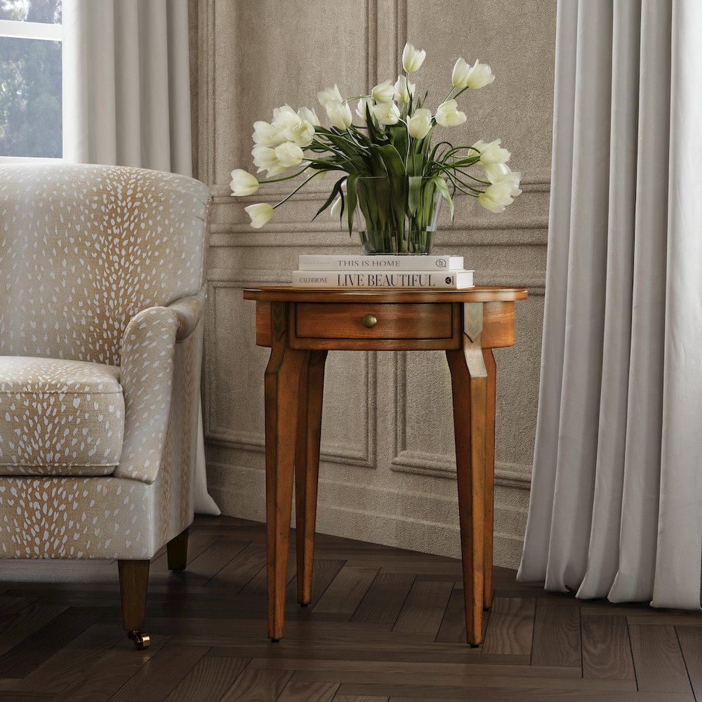 Archer 1 Drawer Side Table, Medium Brown