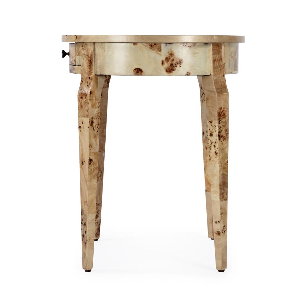Archer 1 Drawer Burl  Side Table, Light Brown