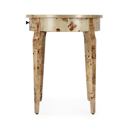 Archer 1 Drawer Burl  Side Table, Light Brown