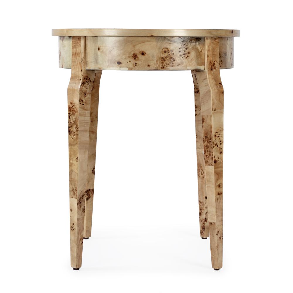 Archer 1 Drawer Burl  Side Table, Light Brown