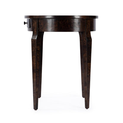 Archer 1 Drawer  Burl Side Table, Dark Brown