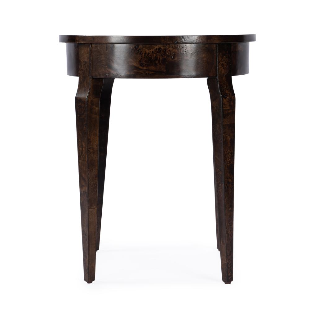 Archer 1 Drawer  Burl Side Table, Dark Brown