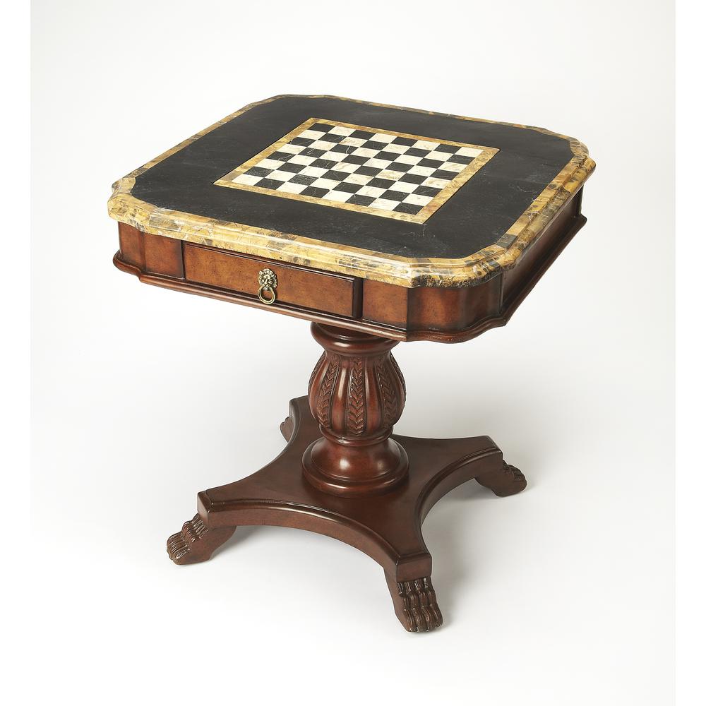 Carlyle Fossil Stone Game Table, Multi-Color