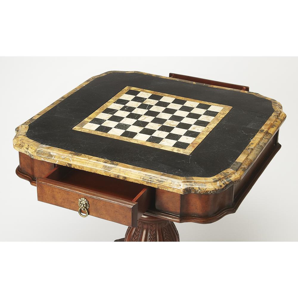 Carlyle Fossil Stone Game Table, Multi-Color
