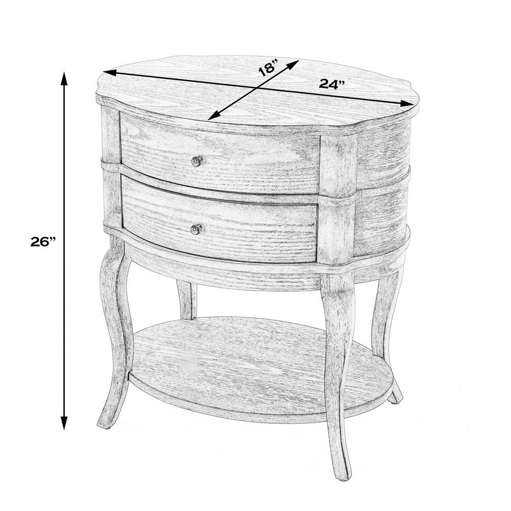 Jarvis Oval 2-Drawer Side Table, Beige