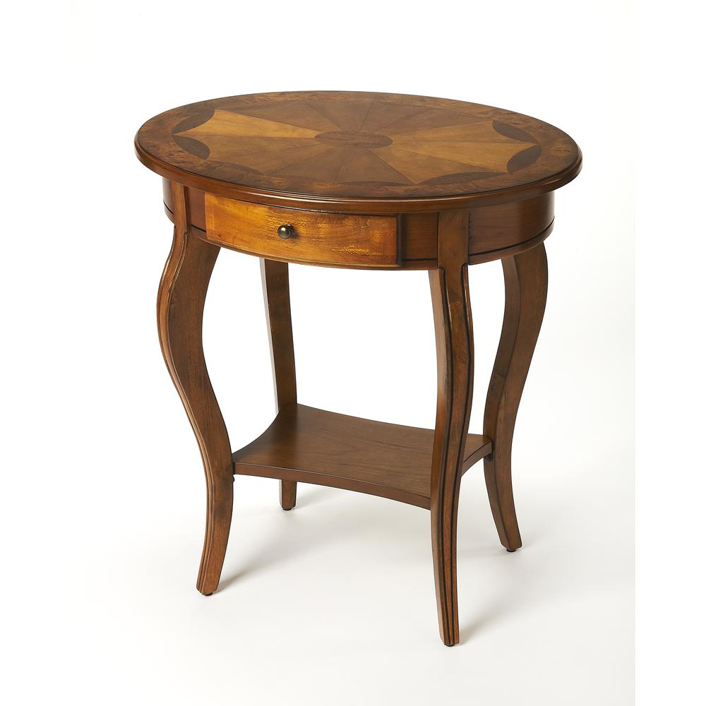 Jeanette Oval Side Table, Medium Brown