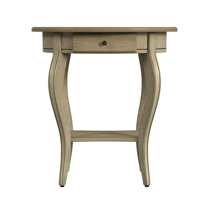 Jeanette Oval Wood Side Table, Beige