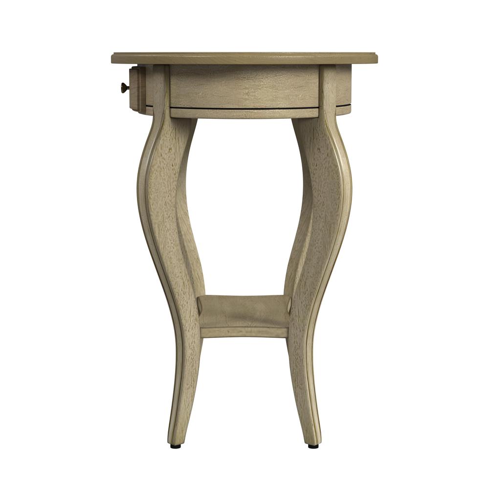 Jeanette Oval Wood Side Table, Beige