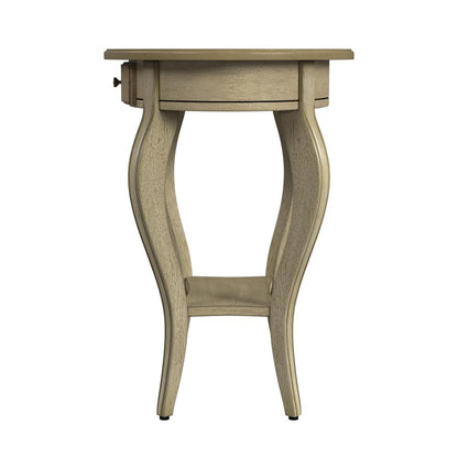 Jeanette Oval Wood Side Table, Beige