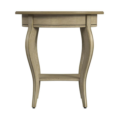 Jeanette Oval Wood Side Table, Beige