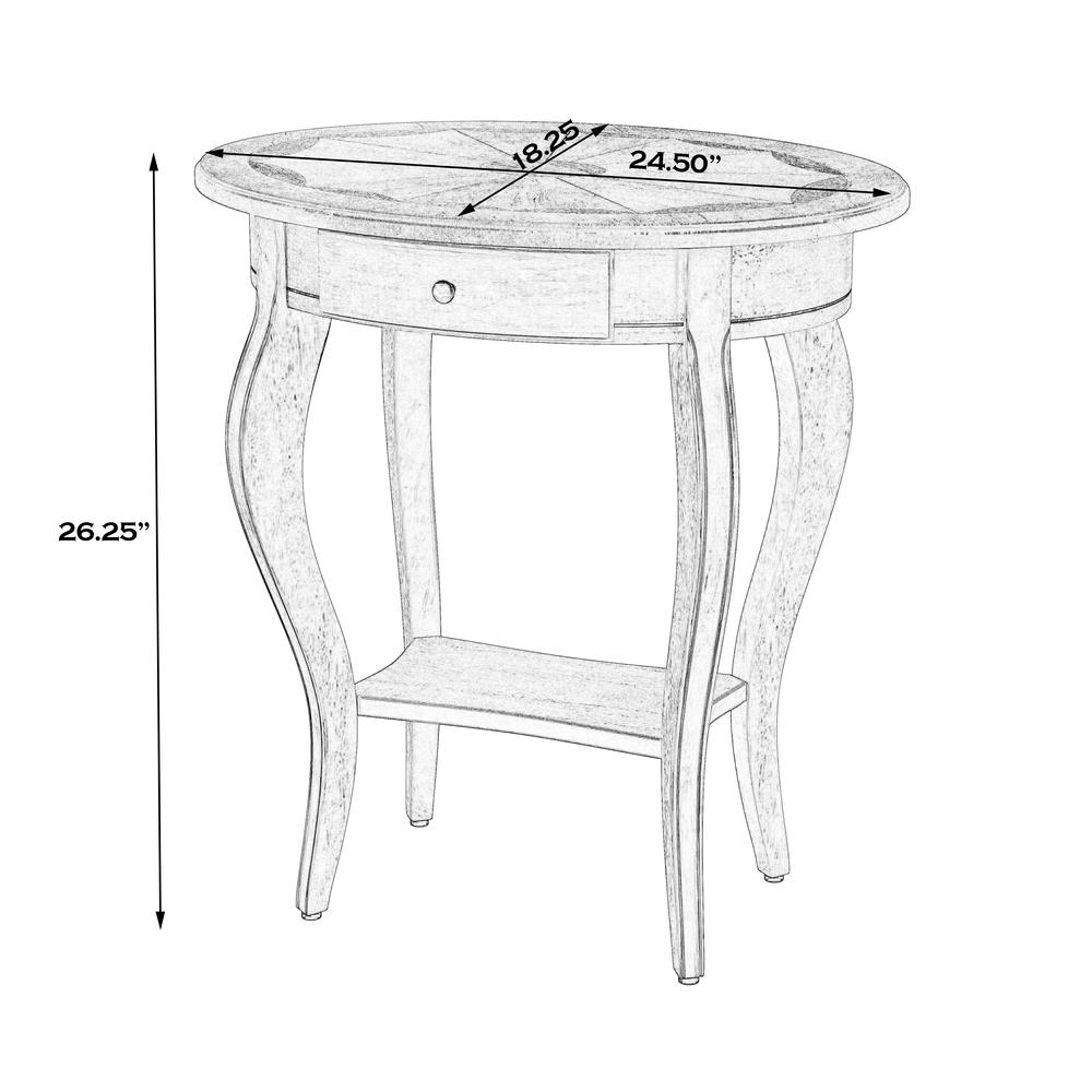 Jeanette Oval Wood Side Table, Beige