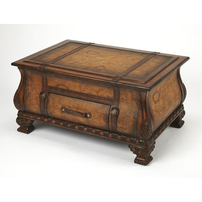 Vasco Bombe Old World Map Trunk Table, Light Brown