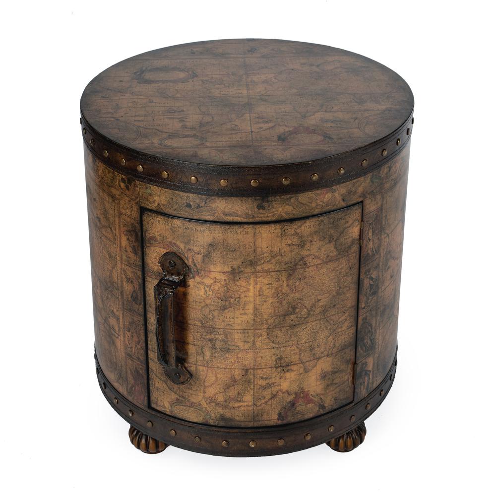 Vasco Old World Map Duffel Table, Light Brown