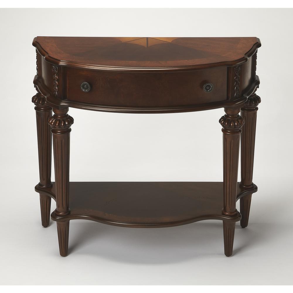 Halifax 1 Drawer Console 34" Table with storage, Dark Brown