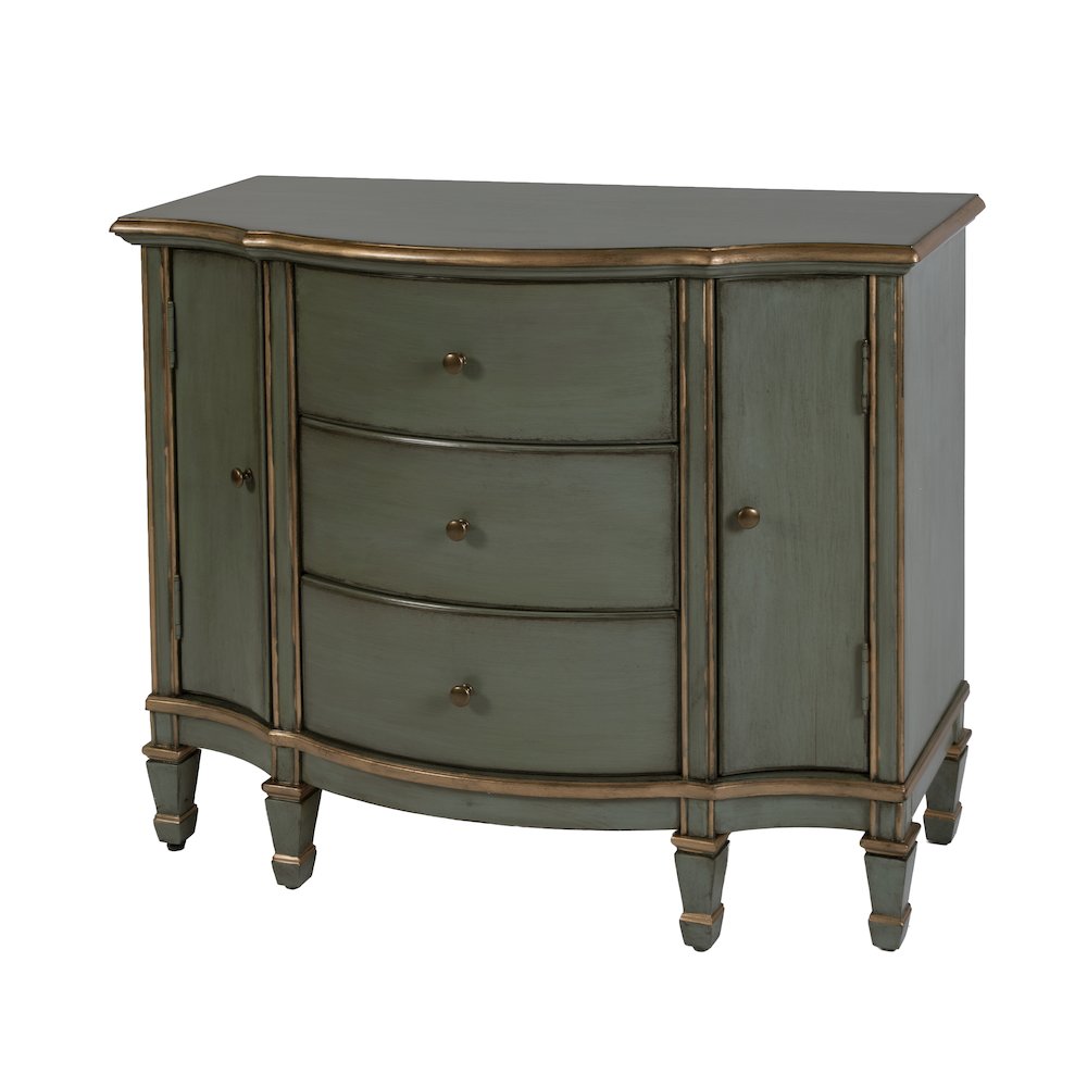 Sheffield 40 in. W Demilune Wood 3 Drawer 2 Door Accent Cabinet, Pastel Green