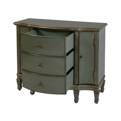 Sheffield 40 in. W Demilune Wood 3 Drawer 2 Door Accent Cabinet, Pastel Green