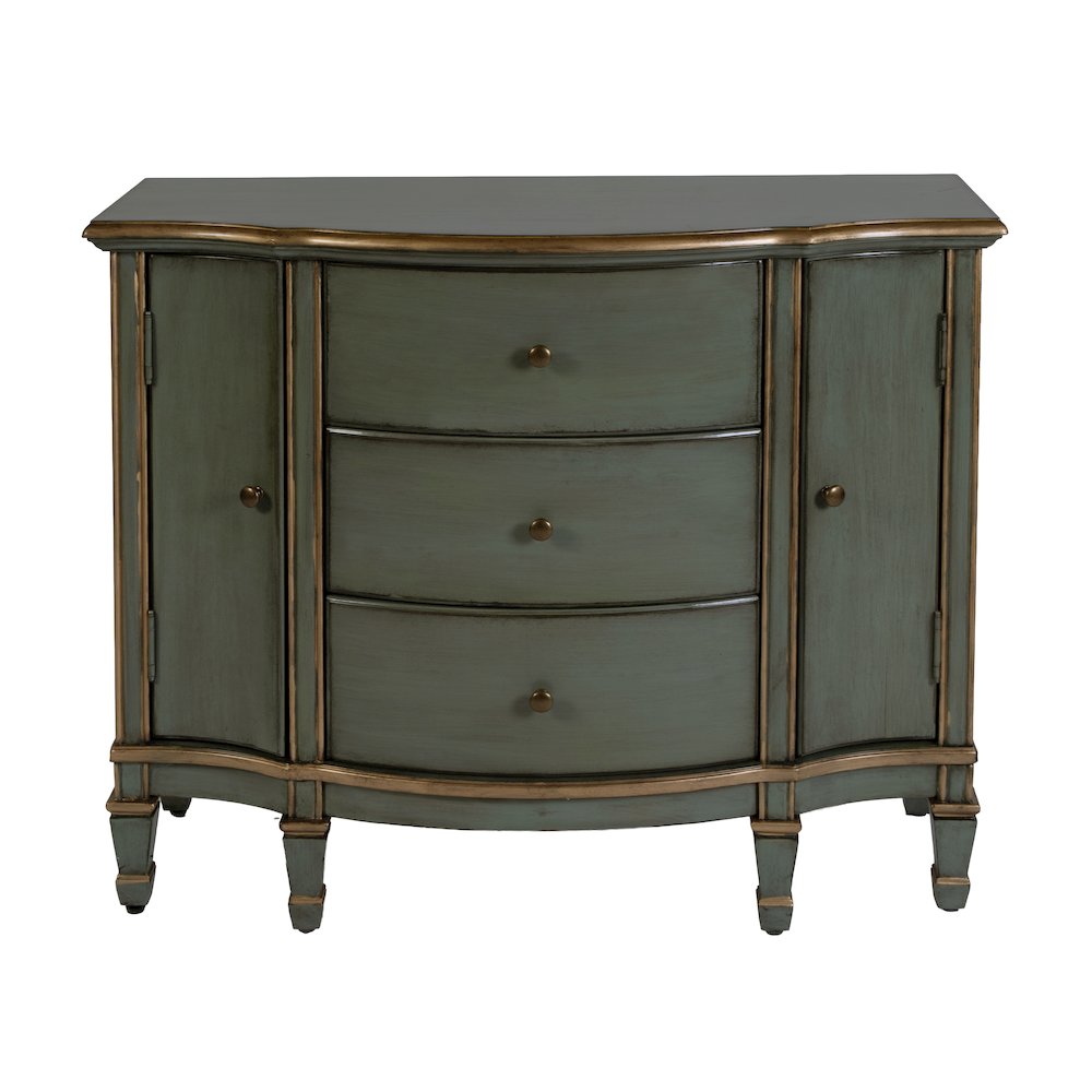 Sheffield 40 in. W Demilune Wood 3 Drawer 2 Door Accent Cabinet, Pastel Green