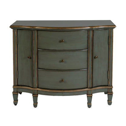 Sheffield 40 in. W Demilune Wood 3 Drawer 2 Door Accent Cabinet, Pastel Green