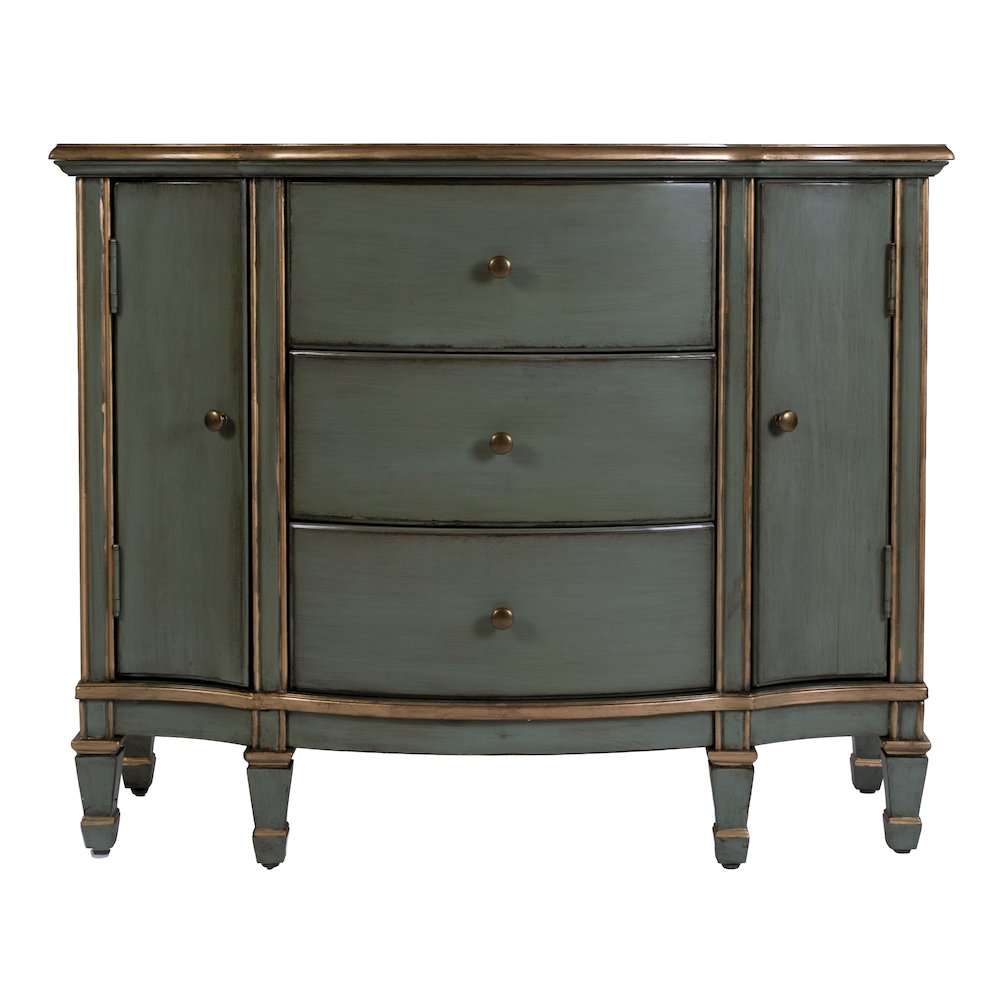 Sheffield 40 in. W Demilune Wood 3 Drawer 2 Door Accent Cabinet, Pastel Green