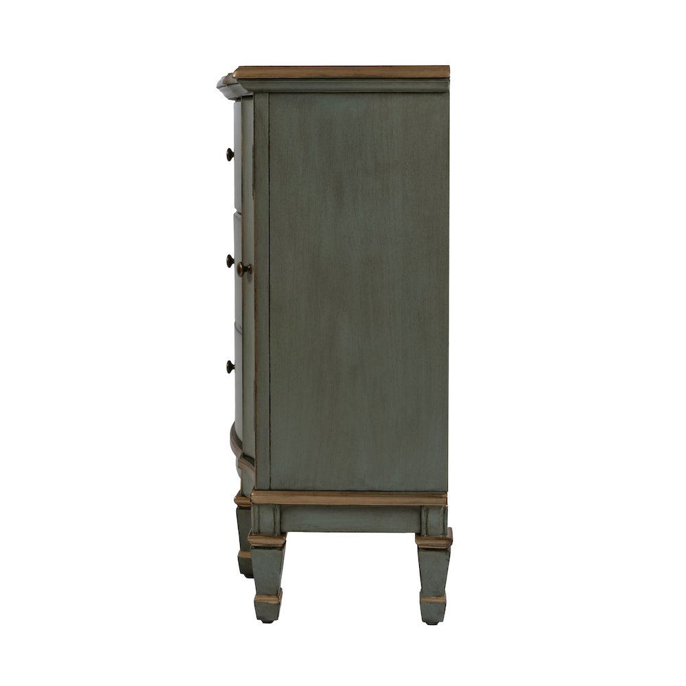 Sheffield 40 in. W Demilune Wood 3 Drawer 2 Door Accent Cabinet, Pastel Green