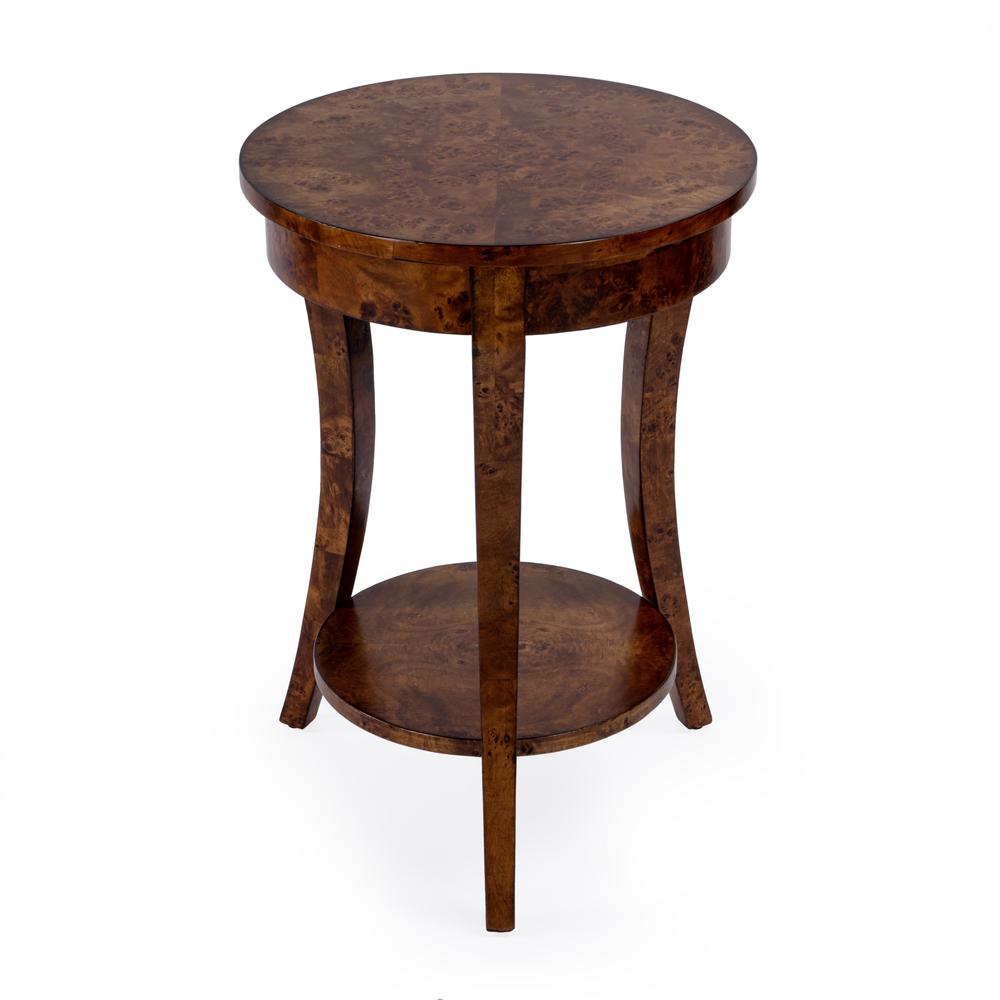 Holdin Round 18"W Side Table, Medium Brown