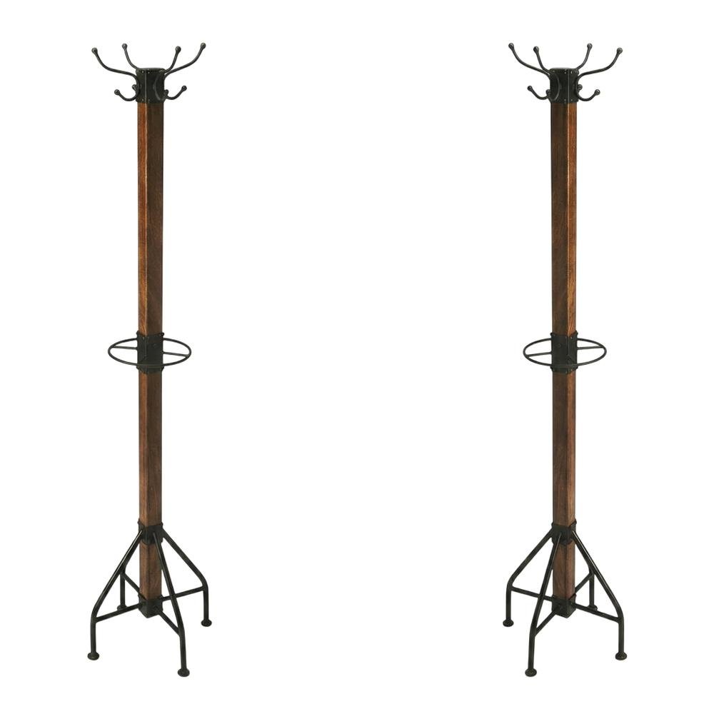 Industrial Floor Stand Coat Rack, Rustic Coat Tree for Entryway Hallway
