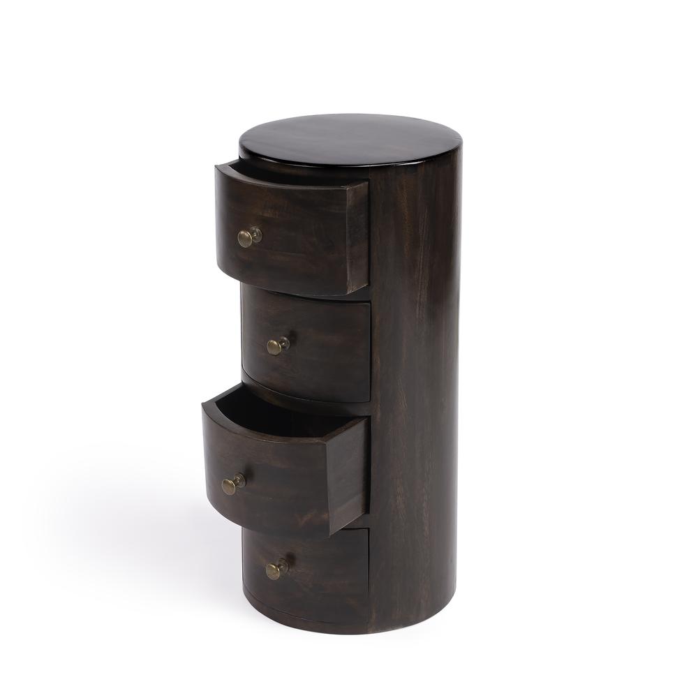 Liam Wood End Table with Storage, Dark Brown