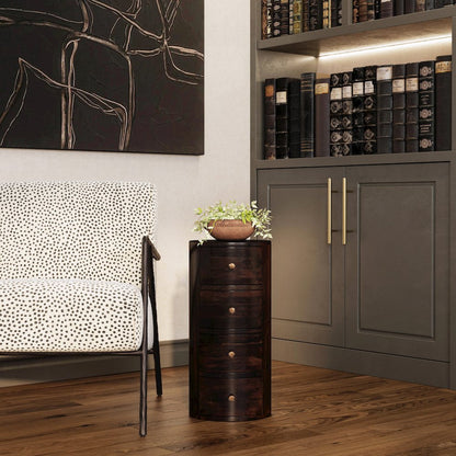 Liam Wood End Table with Storage, Dark Brown
