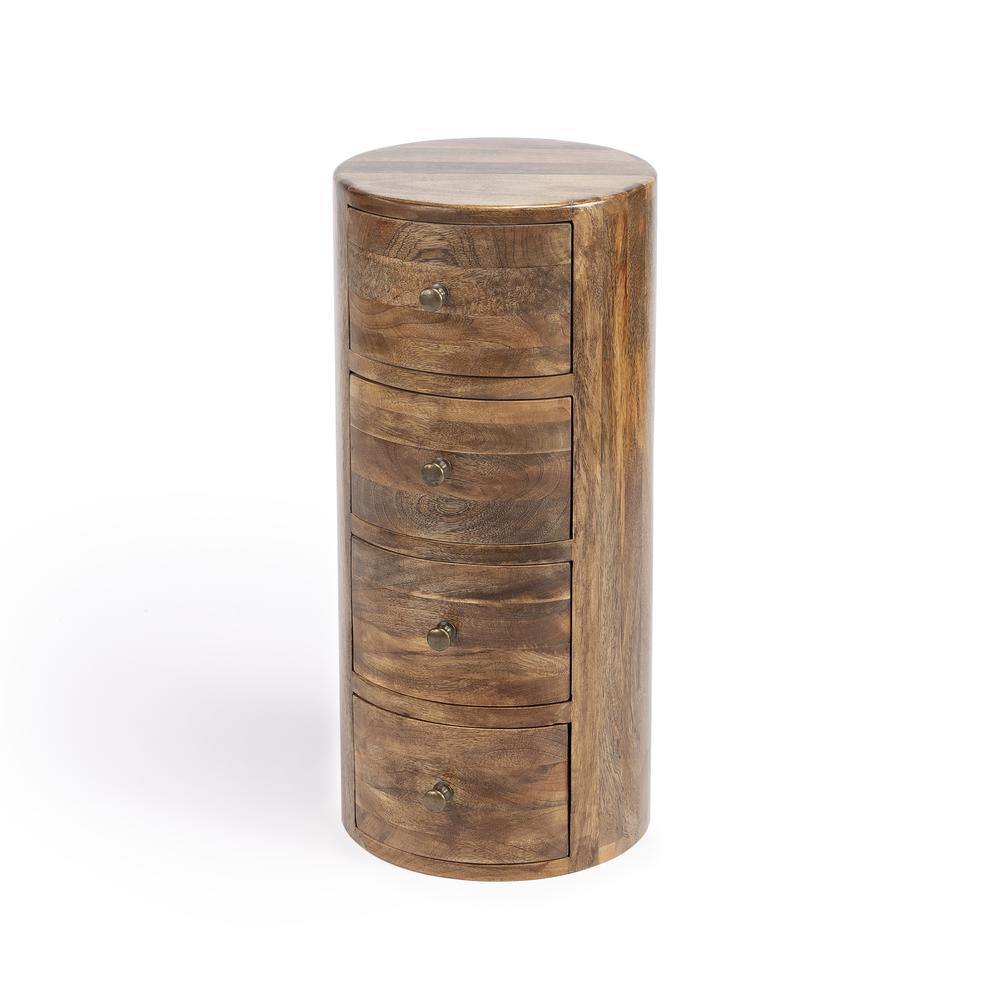Liam Light Wood End Table with Storage, Light Brown