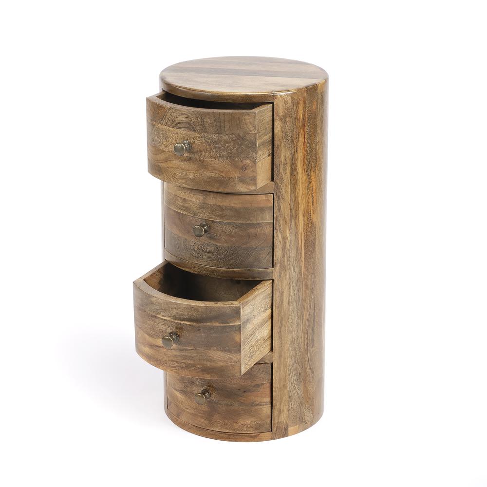 Liam Light Wood End Table with Storage, Light Brown