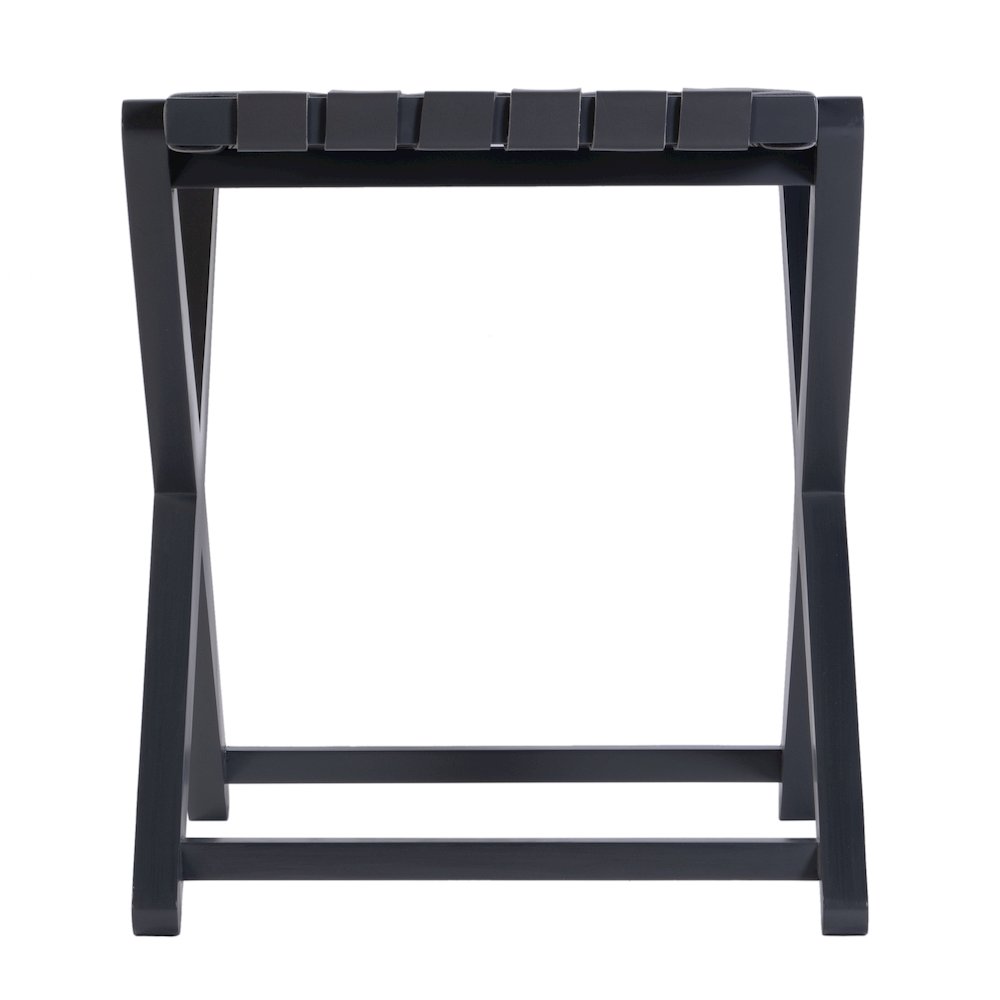 Cipriani 24 in. W Leather & Wood Luggage Rack, Gray