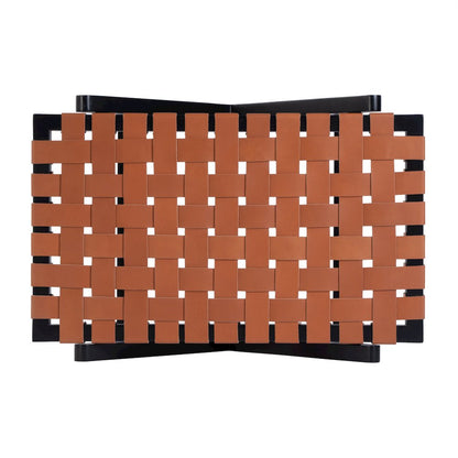 Cipriani 24 in. W Leather & Wood Luggage Rack, Orange, Black