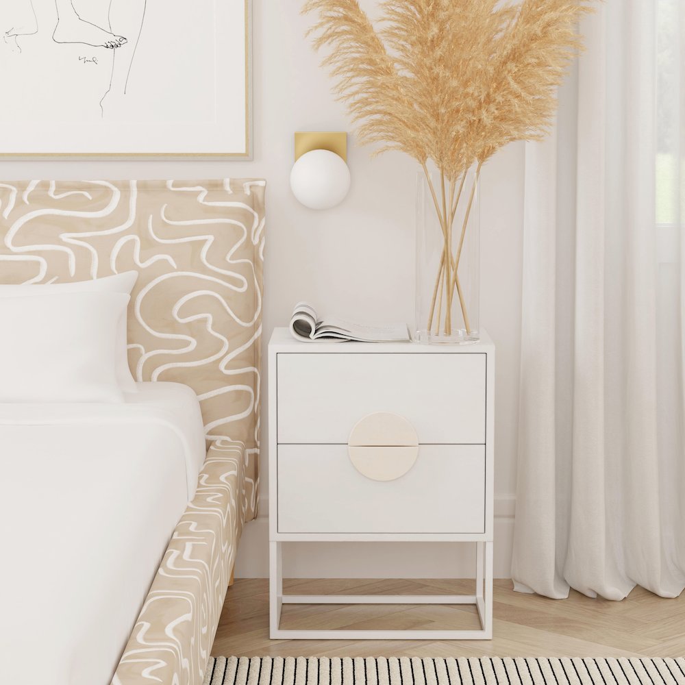 Lennasa 2 drawers Nightstand, White