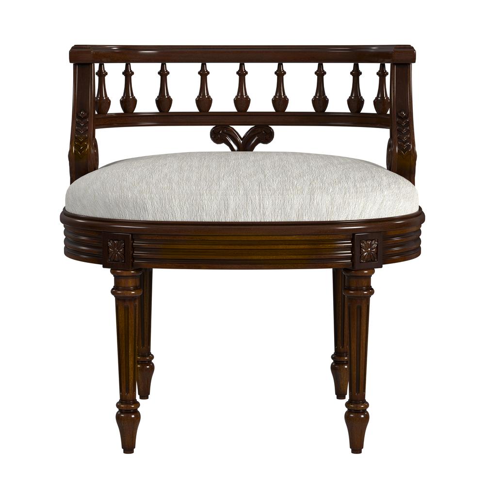 Hathaway Upholstered 22.5"W Vanity Seat, Medium Brown