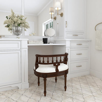 Hathaway Upholstered 22.5"W Vanity Seat, Medium Brown