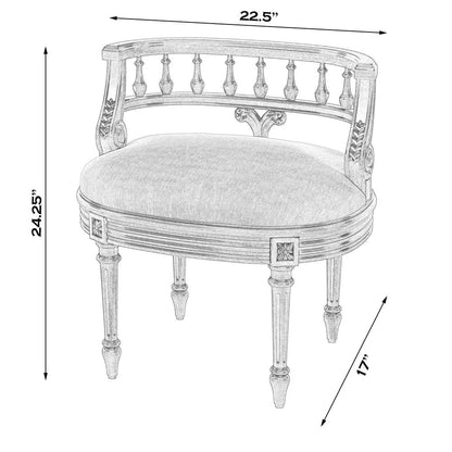 Hathaway Upholstered 22.5"W Vanity Seat, White