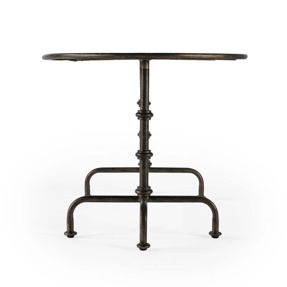 Kira 38 in. W Oval Metal Industrial Coffee Table with Tray Top Edging, Oil Rubbed Bronze