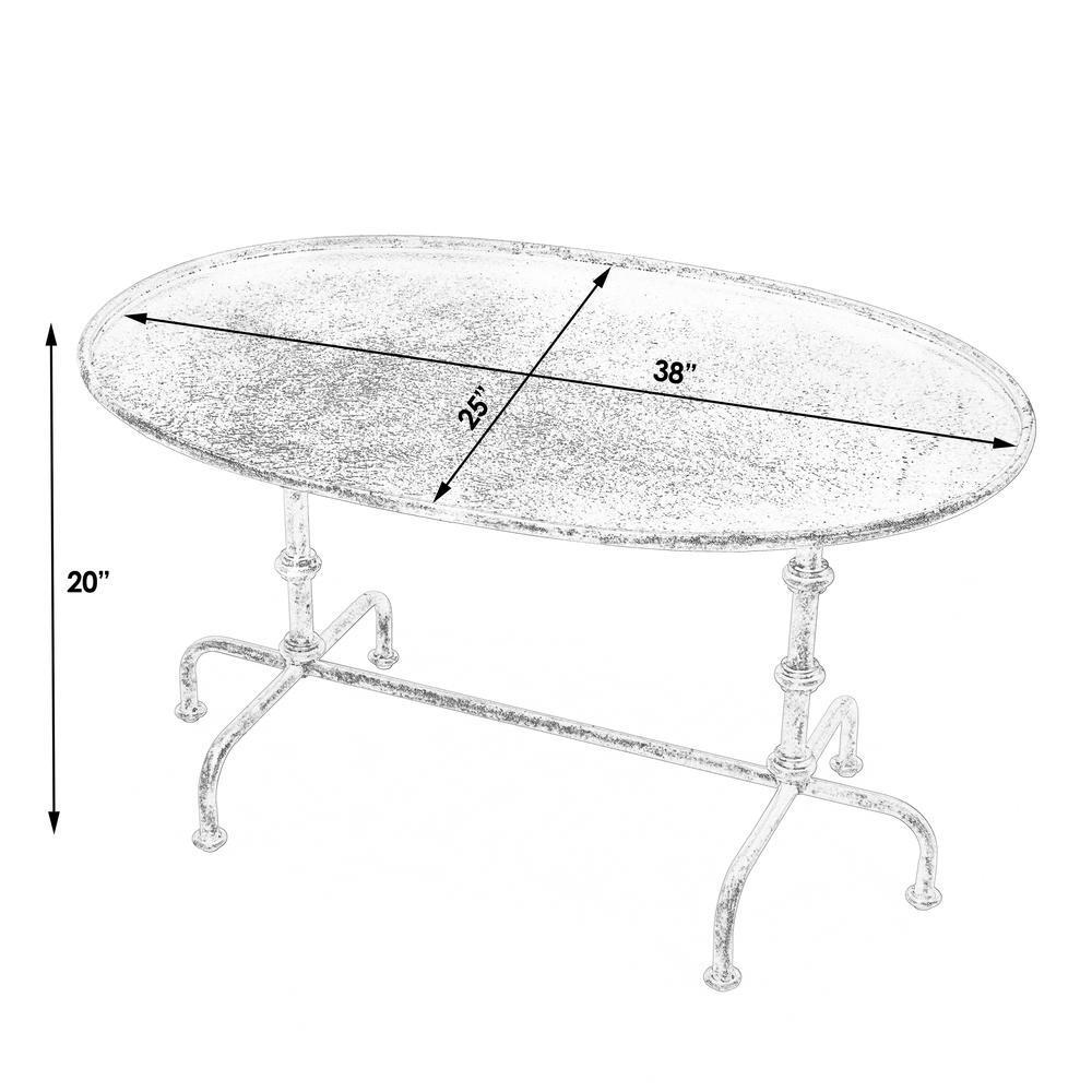 Kira 38 in. W Oval Metal Industrial Coffee Table with Tray Top Edging, Oil Rubbed Bronze