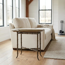 Distressed Tray Table, Transitional Metal Side Table for the Living Room, Brown