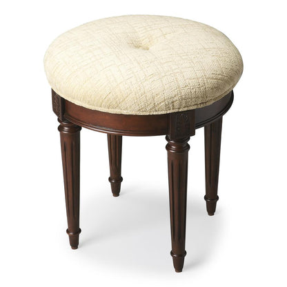 Bernadette Upholstered 18"W Vanity Stool, Dark Brown