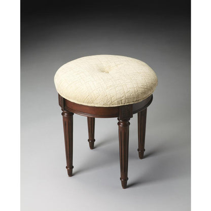 Bernadette Upholstered 18"W Vanity Stool, Dark Brown