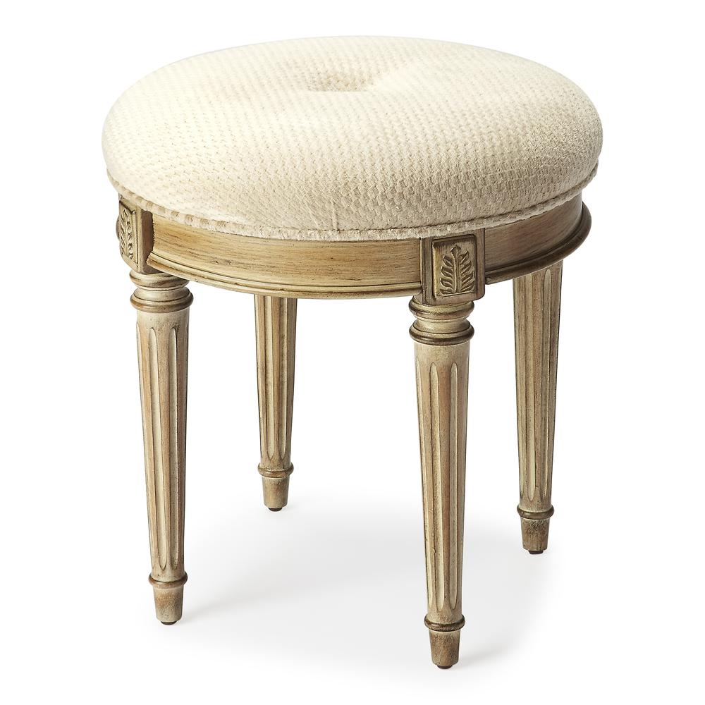 Bernadette Upholstered 18"W Vanity Stool, Gray