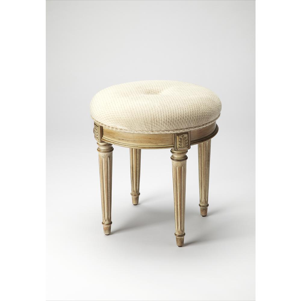 Bernadette Upholstered 18"W Vanity Stool, Gray